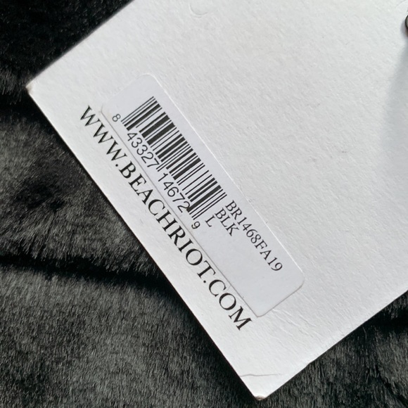 Beach Riot Jacket Black Faux Fur Lined Diagonal Zip BR1468 Women's Size Large - Picture 11 of 14